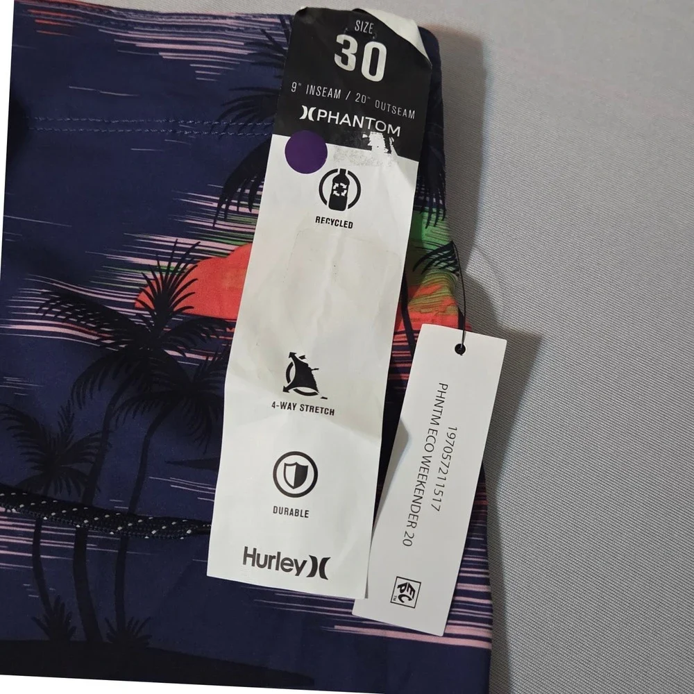 NEW Hurley Board Shorts Mens 30 Phantom Eco Weekender Tropical Sunset Palm Tree